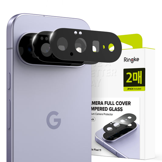 Ringke Rear Camera Protective Film for Google Pixel 11, Tempered Glass, Set of 2 Pieces, Black