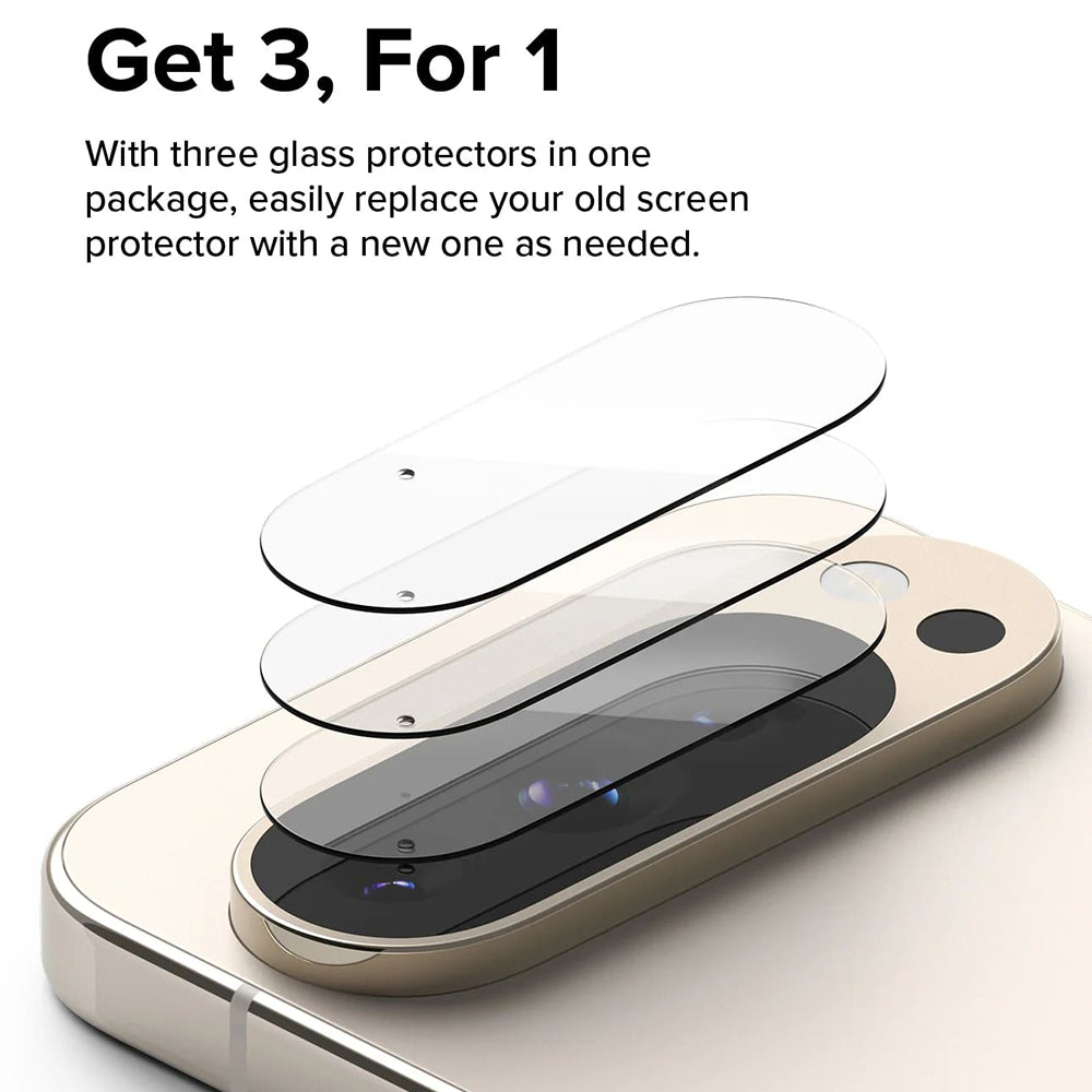 Ringke Rückkamera-Schutzfolie für Google Pixel 9 Pro, gehärtetes Glas, 3er-Set, transparent
