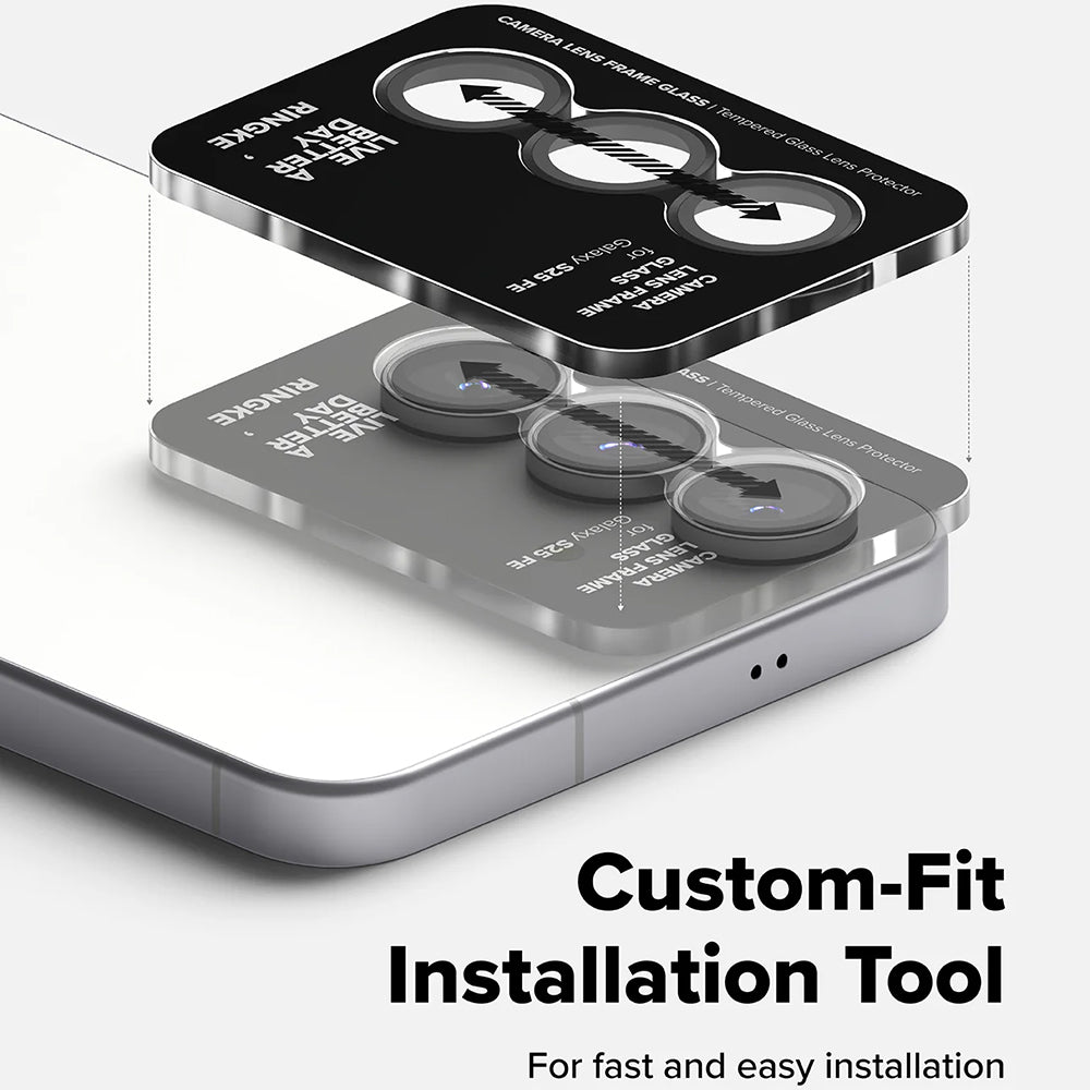 Ringke Rear Camera Protective Film for Samsung Galaxy S25 FE, Tempered Glass, Set of 2, Black