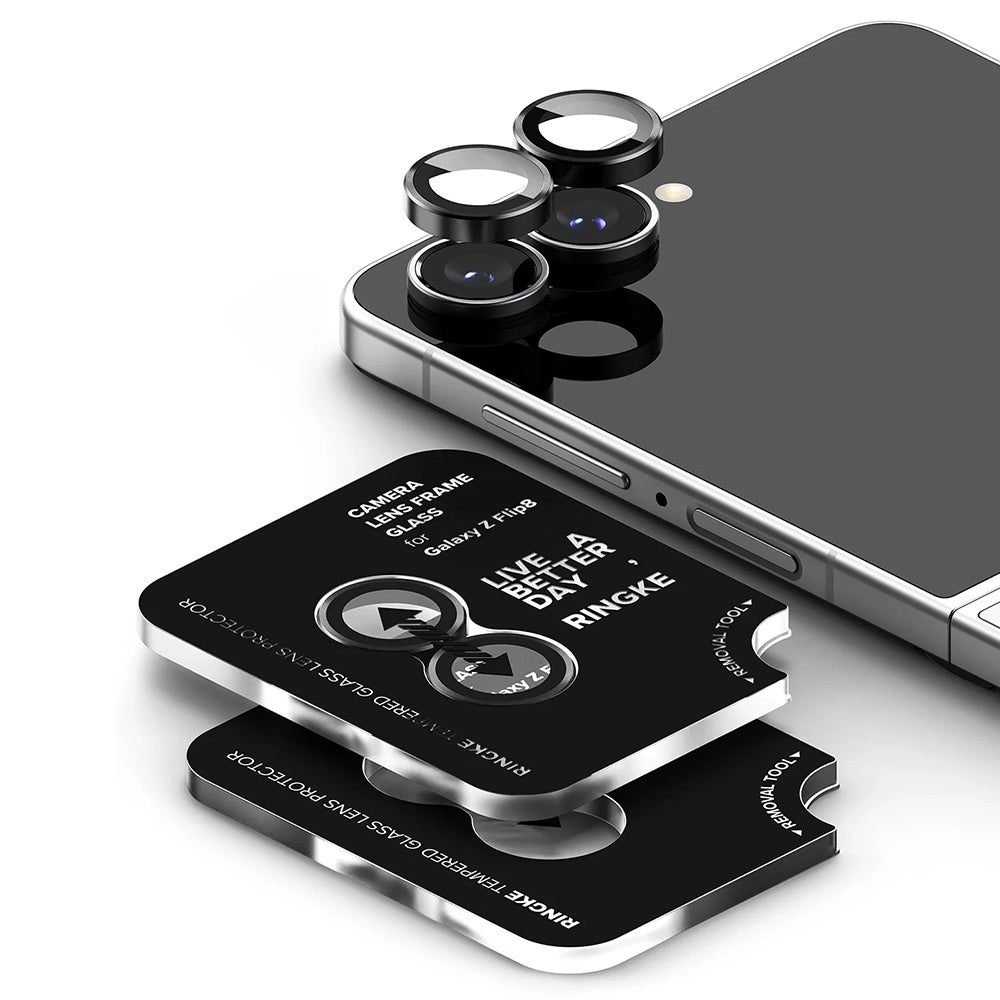 Ringke Rückkamera-Schutzfolie für Samsung Galaxy Z Flip8 F776, gehärtetes Glas, 2er-Set, Schwarz