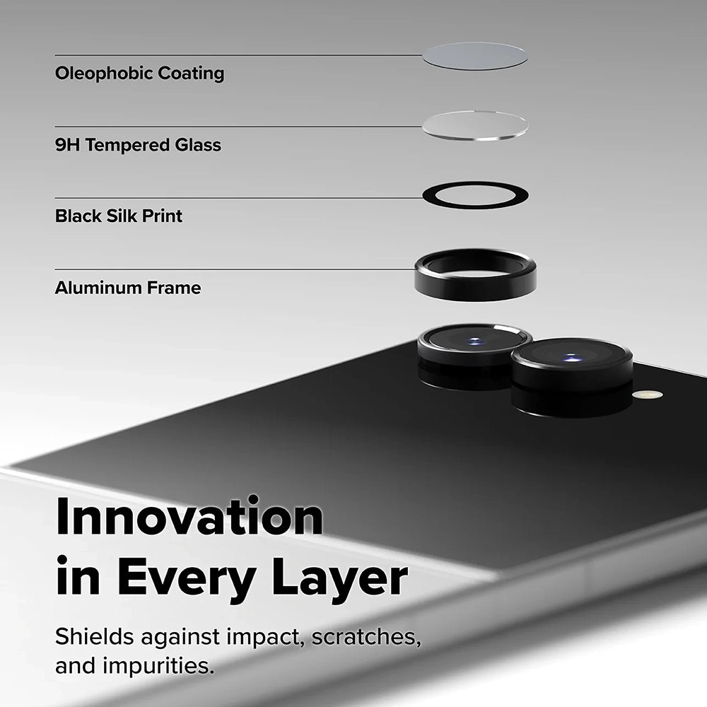 Ringke Rückkamera-Schutzfolie für Samsung Galaxy Z Flip8 F776, gehärtetes Glas, 2er-Set, Schwarz