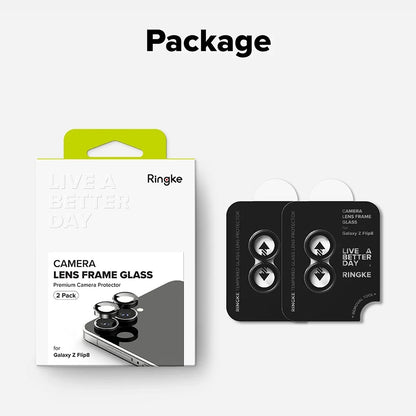 Ringke Rückkamera-Schutzfolie für Samsung Galaxy Z Flip8 F776, gehärtetes Glas, 2er-Set, Schwarz
