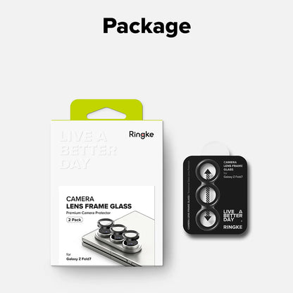 Schutzfolie Ringke Rückkamera für Samsung Galaxy Z Fold7 F966, Gehärtetes Glas, Set 2 Stück, Schwarz