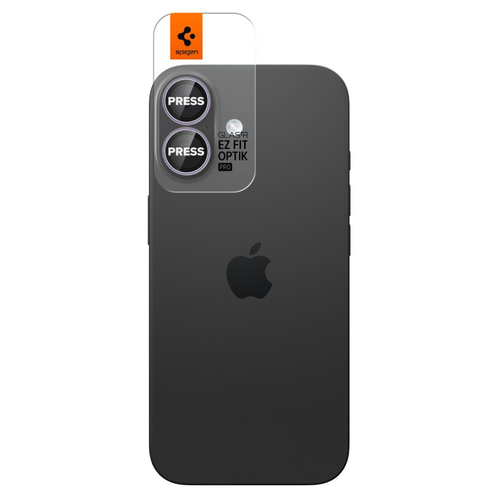 Schutzfolie für die Rückkamera Spigen GlastR EZ FIT Optik Pro für Apple iPhone 17 / 16 Plus / 16, gehärtetes Glas, Set mit 2 Stücken, Lila