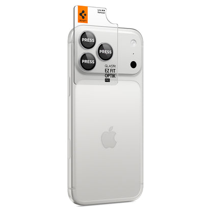 Schutzfolie für die Rückkamera Spigen GlastR EZ FIT Optik Pro für Apple iPhone 18 Pro / 18 Pro Max, gehärtetes Glas, 2er-Set, Silber AGL12046