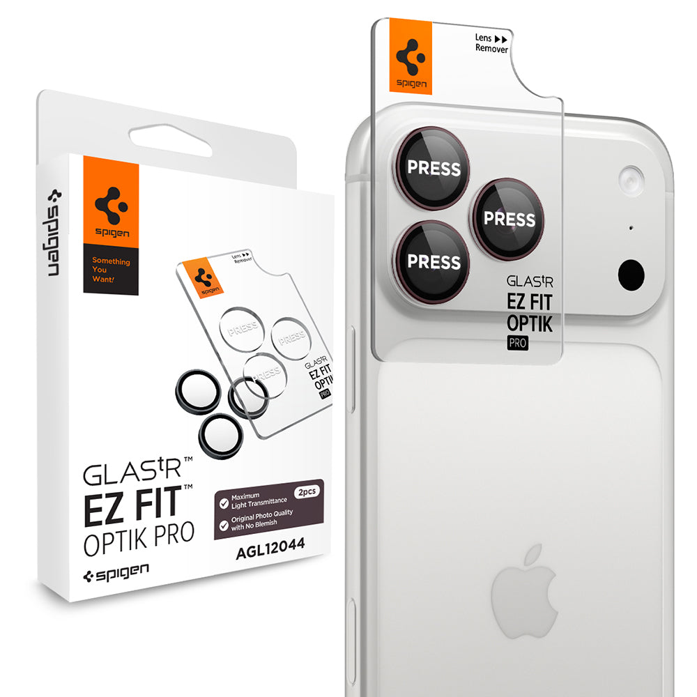 Schutzfolie für die Rückkamera Spigen GlastR EZ FIT Optik Pro für Apple iPhone 18 Pro / 18 Pro Max, gehärtetes Glas, 2er-Set, Weinrot AGL12044