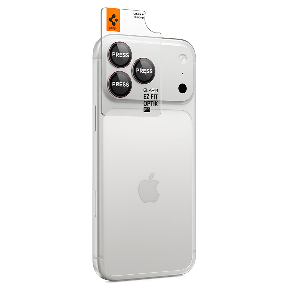 Schutzfolie für die Rückkamera Spigen GlastR EZ FIT Optik Pro für Apple iPhone 18 Pro / 18 Pro Max, gehärtetes Glas, 2er-Set, Weinrot AGL12044