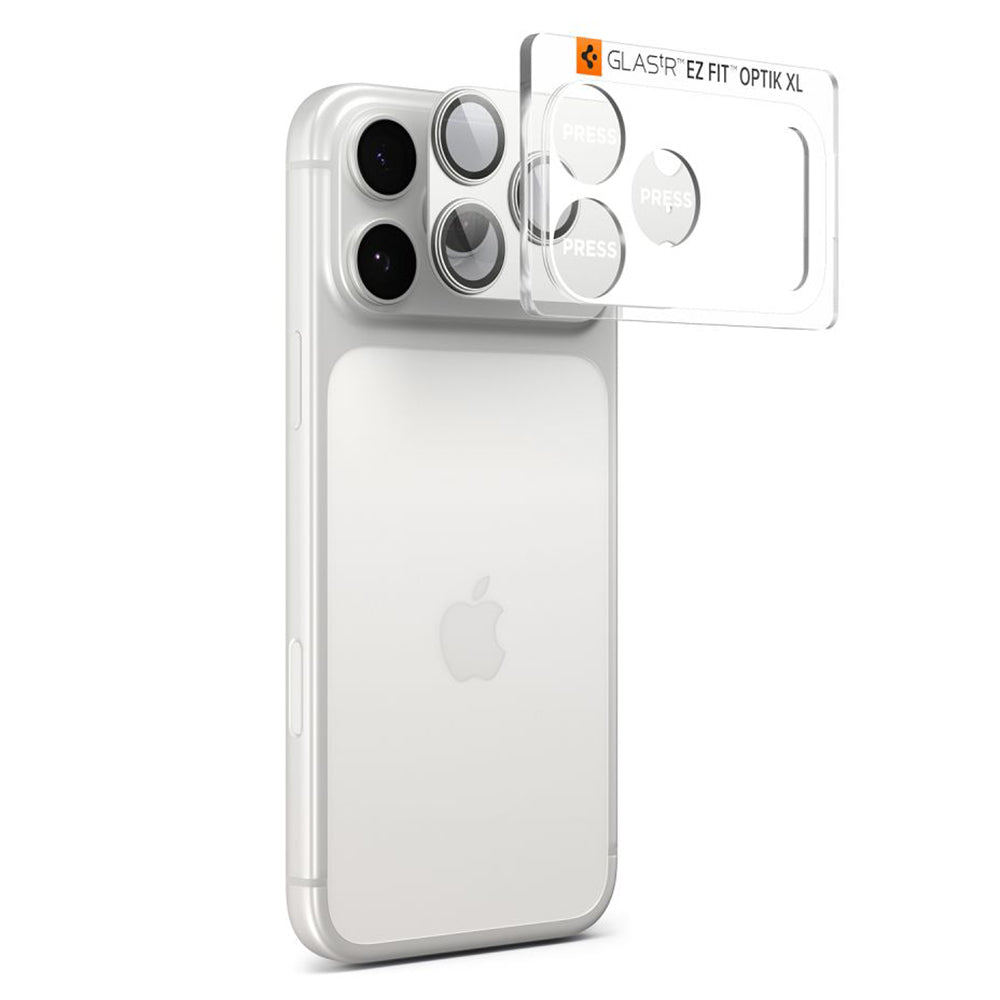 Schutzfolie für die Rückkamera Spigen GlastR EZ FIT Optik Pro XL für Apple iPhone 17 Pro Max, gehärtetes Glas, Silber AGL10652