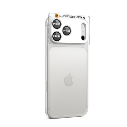 Schutzfolie für die Rückkamera Spigen GlastR EZ FIT Optik Pro XL für Apple iPhone 17 Pro Max, gehärtetes Glas, Silber AGL10652