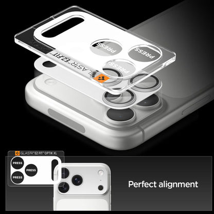 Schutzfolie für die Rückkamera Spigen GlastR EZ FIT Optik Pro XL für Apple iPhone 17 Pro Max, gehärtetes Glas, Silber AGL10652