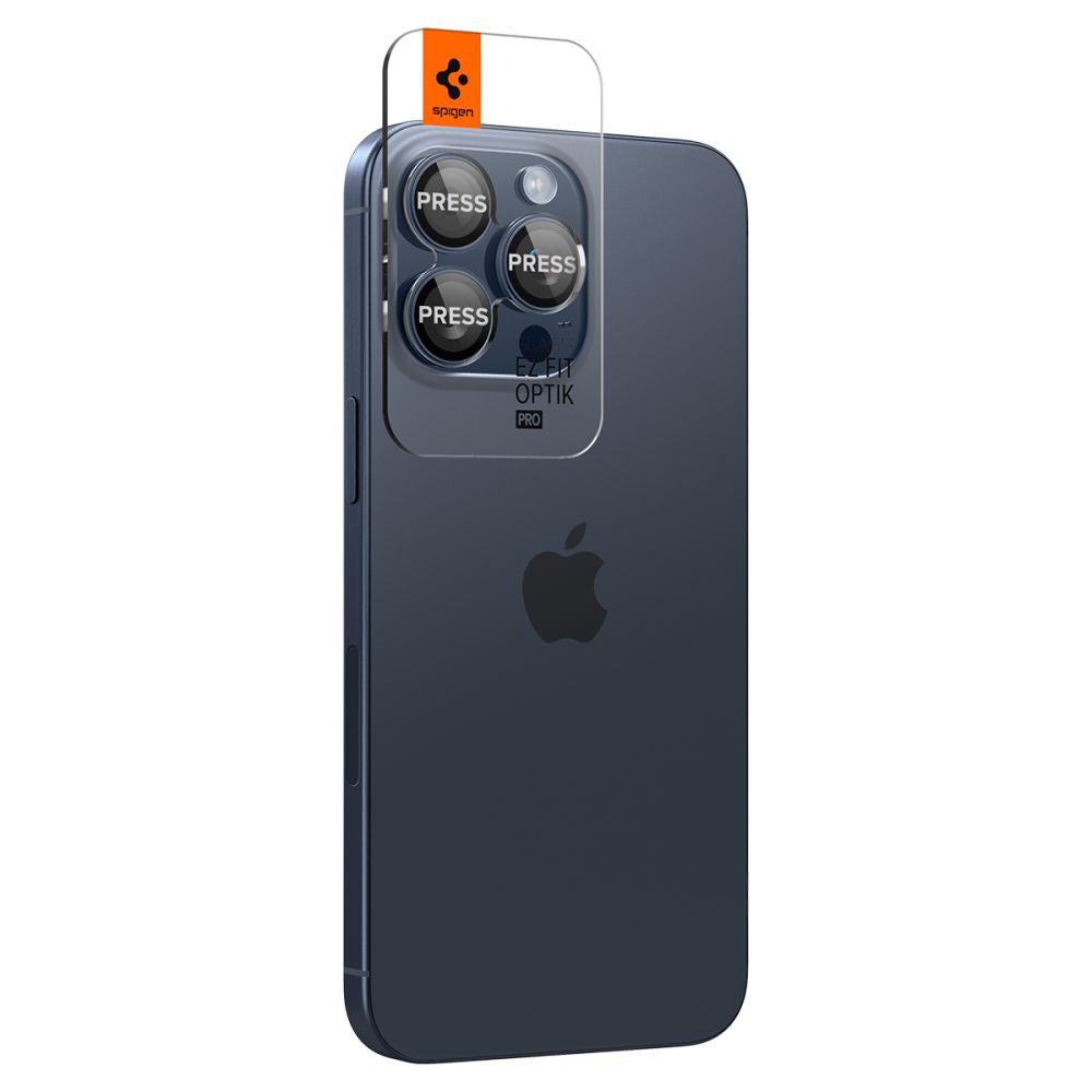 Schutzfolie Rückkamera Spigen GlastR EZ FIT Optik Pro für Apple iPhone 16 Pro Max / 16 Pro, Gehärtetes Glas, Set 2 Stück, Blau
