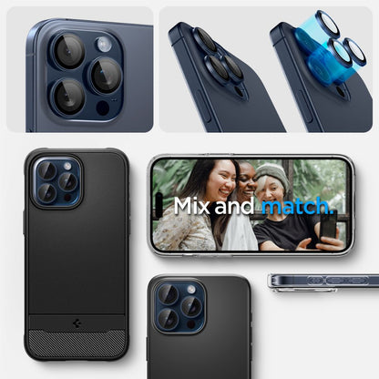 Schutzfolie Rückkamera Spigen GlastR EZ FIT Optik Pro für Apple iPhone 16 Pro Max / 16 Pro, Gehärtetes Glas, Set 2 Stück, Blau