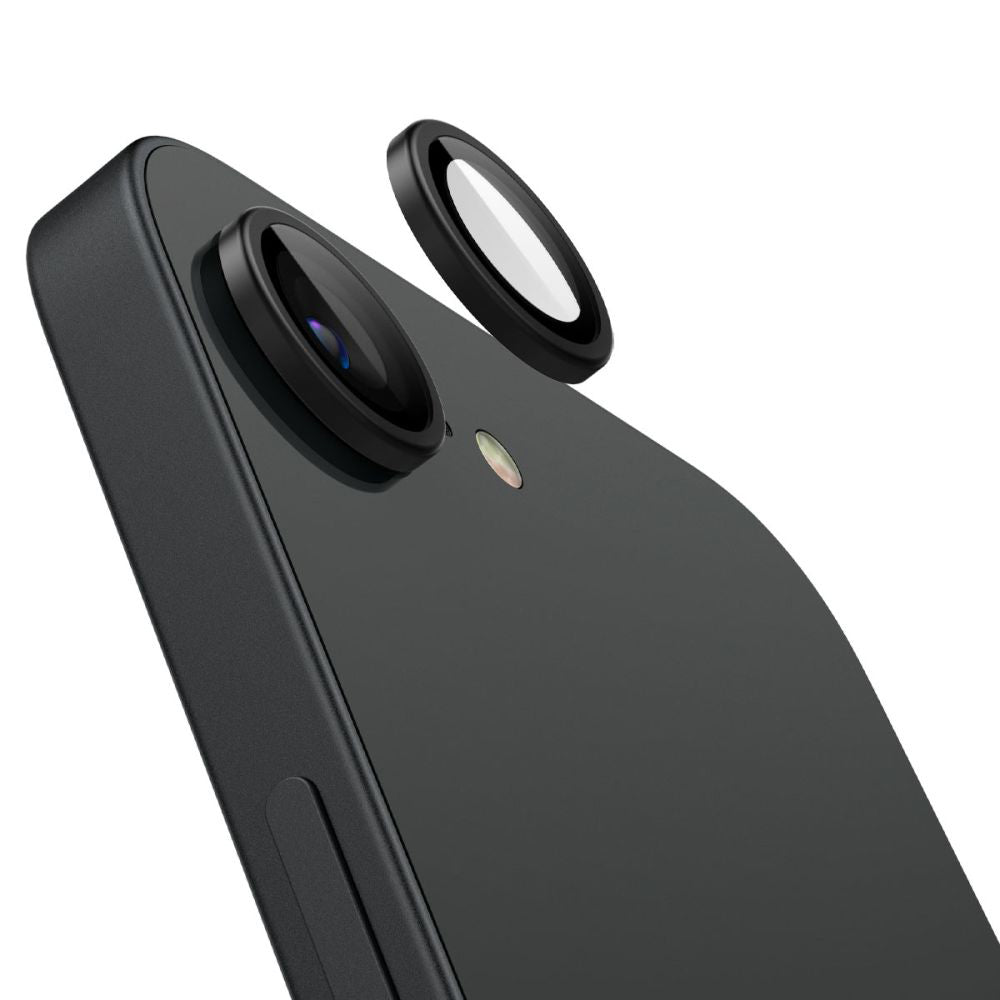 Schutzfolie für die Rückkamera Spigen GlastR EZ FIT Optik Pro für Apple iPhone 17e / 16e, Gehärtetes Glas, Set mit 2 Stück, Schwarz AGL09279