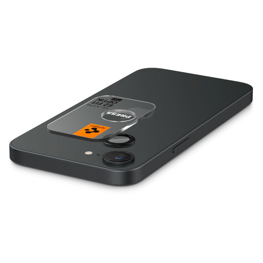Schutzfolie für die Rückkamera Spigen GlastR EZ FIT Optik Pro für Apple iPhone 17e / 16e, Gehärtetes Glas, Set mit 2 Stück, Schwarz AGL09279