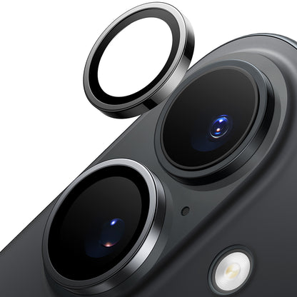 Schutzfolie Torras Lensguard für die Rückkamera des Apple iPhone 16 Plus / 16, gehärtetes Glas, Schwarz