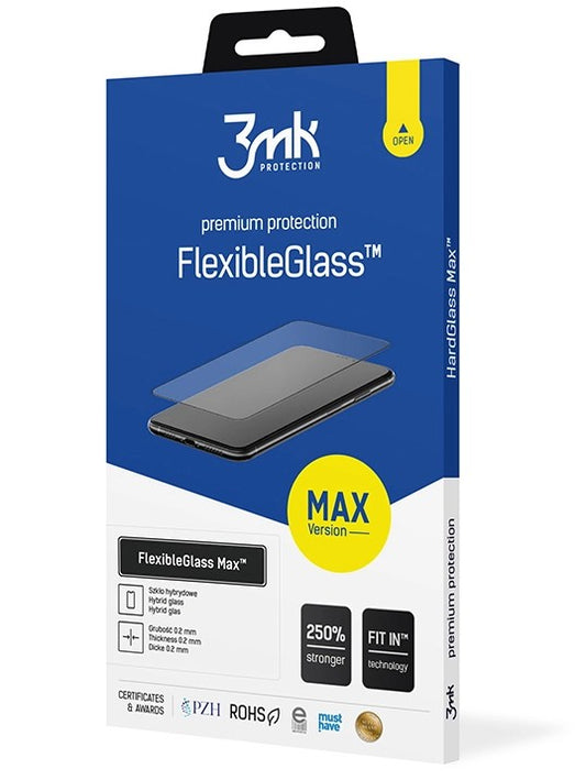 3MK FlexibleGlass Max Displayschutzfolie für Samsung Galaxy A52s 5G A528 / A52 5G A526 / A52 A525, flexibles Glas, Vollkleber, Schwarz