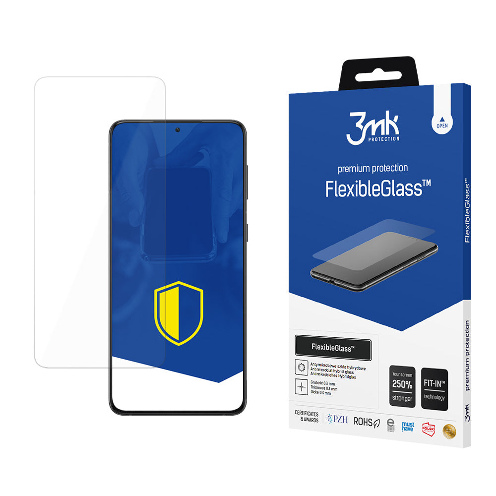 3MK FlexibleGlass Displayschutzfolie für Samsung Galaxy S21 5G G991, flexibles Glas, Vollkleber