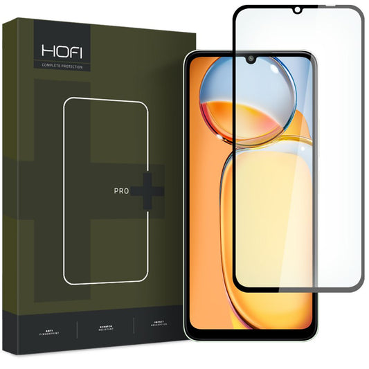 HOFI PRO+ Displayschutzfolie für Xiaomi Redmi 13C 5G / 13C / Poco C65, sicheres Glas, Vollkleber, 2,5D, Schwarz