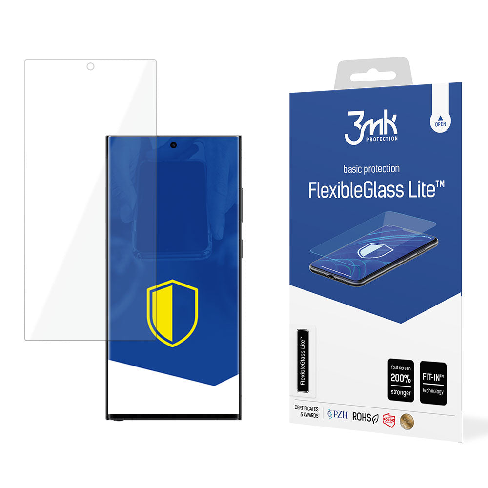 3MK FlexibleGlass Lite Displayschutzfolie für Samsung Galaxy S24 Ultra S928, flexibles Glas, Vollkleber