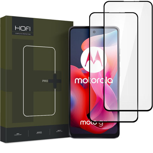 HOFI Glass PRO+ Displayschutzfolie für Motorola Moto G24 Power / G04 / G24, sicheres Glas, Vollkleber, 2er-Set, 2,5D, Schwarz