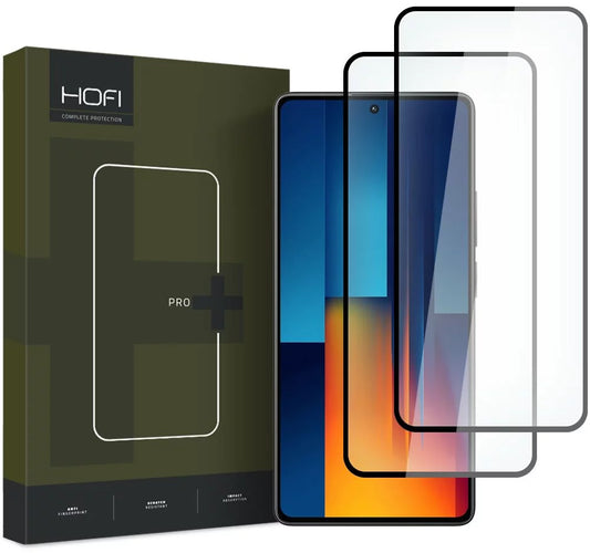 Displayschutzfolie HOFI Glass PRO+ für Xiaomi Poco M6 Pro 5G, sicheres Glas, Vollkleber, 2er-Set, 2,5D, Schwarz