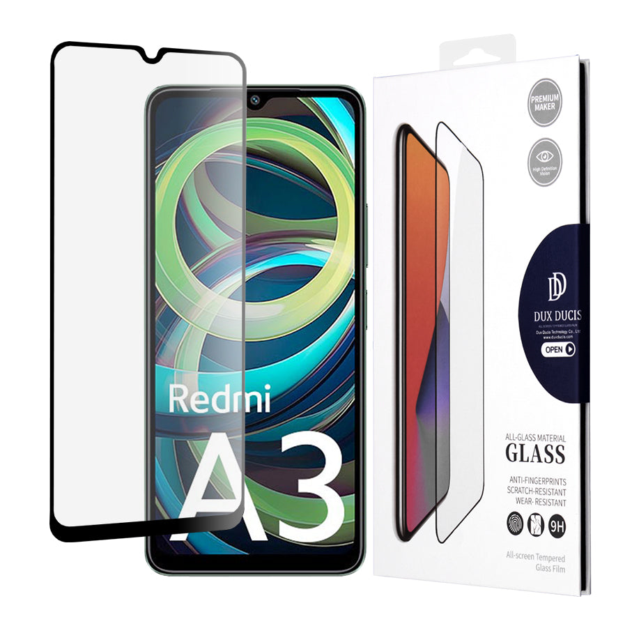 DUX DUCIS Displayschutzfolie für Xiaomi Redmi A3, sicheres Glas, Kantenkleber, schwarz