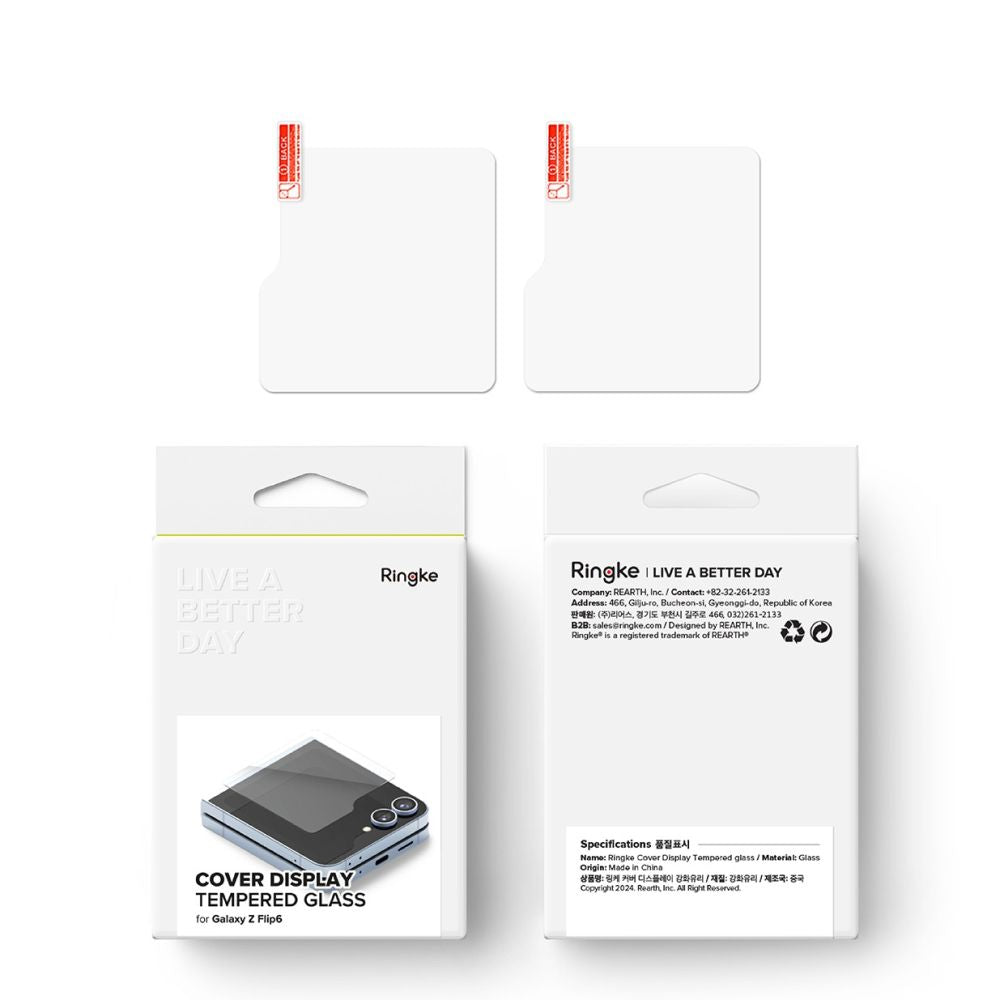 Schutzfolie Außenbildschirm Ringke Cover Display für Samsung Galaxy Z Flip6 F741, Gehärtetes Glas, AB Ultra Glue, Set 2 Stück