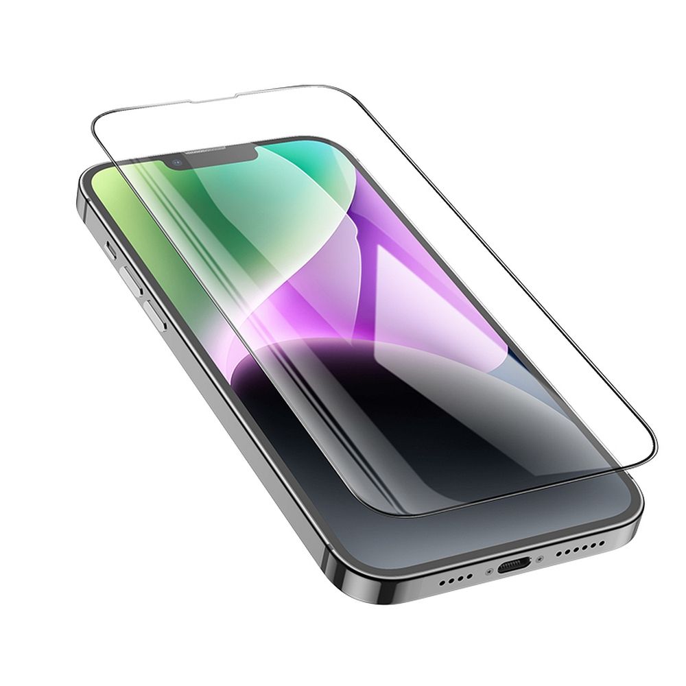Schutzfolie HOCO für Apple iPhone 17e / 16e / 14 / 13 Pro, gehärtetes Glas, Full Glue, Set mit 10 Stück, Schwarz