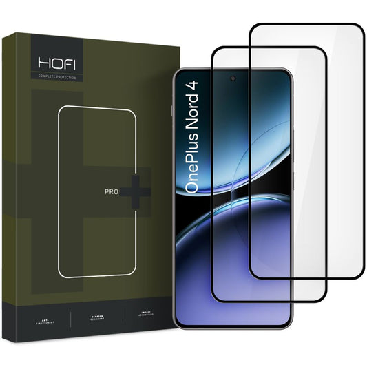 HOFI Glass PRO+ Displayschutzfolie für OnePlus Nord 4, sicheres Glas, Vollkleber, 2er-Set, 2,5D, Schwarz