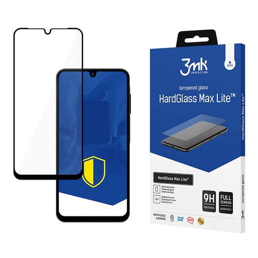 3MK HardGlass Max Lite Displayschutzfolie für Samsung Galaxy A16 5G A166 / A16 4G A165, sicheres Glas, Vollverklebung, Schwarz