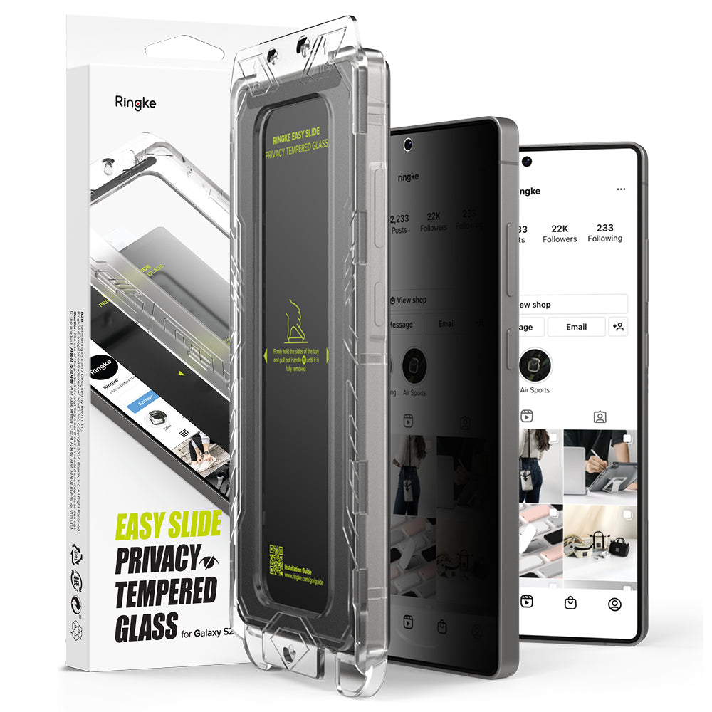 Schutzfolie Privacy Ringke Easy Slide für Samsung Galaxy S25 Ultra S938, Gehärtetes Glas, Vollverklebung, Set mit 2 Stück
