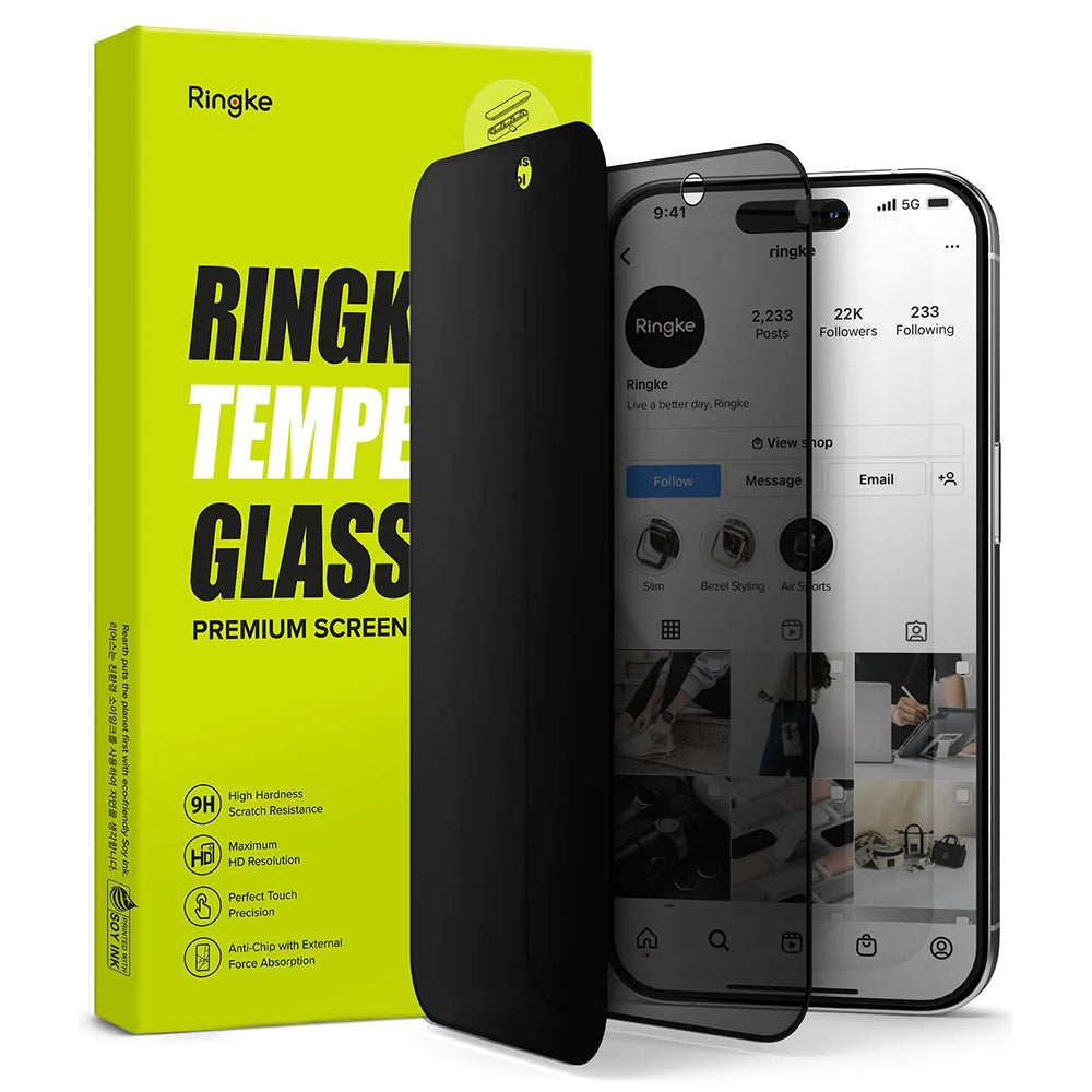 Privacy Screen Protector Ringke for Apple iPhone 15 Pro Max, Tempered Glass, Full Glue