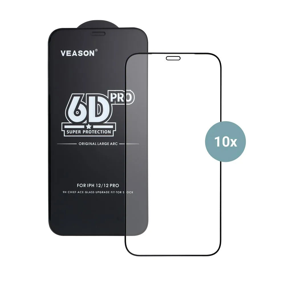 Veason PRO Displayschutzfolie für Apple iPhone 17 Air, gehärtetes Glas, Full Glue, 10er Set, 6D, Schwarz