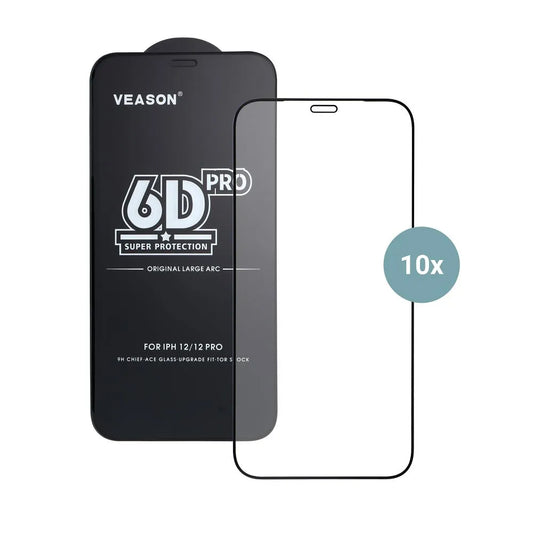 Veason PRO Displayschutzfolie für Apple iPhone 17 Air, gehärtetes Glas, Full Glue, 10er Set, 6D, Schwarz
