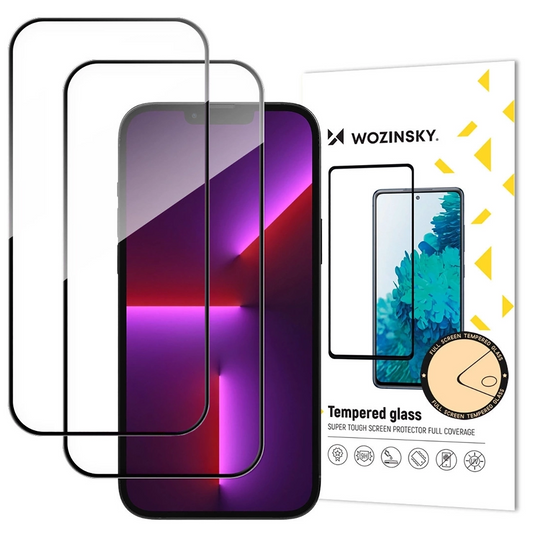 WZK Displayschutzfolie für Apple iPhone 17 Pro, gehärtetes Glas, Full Glue, 2er Set, Schwarz
