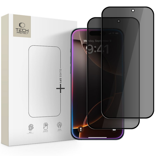 Privacy Tech-Protect Spy+ Displayschutzfolie für Apple iPhone 17 Pro Max / 16 Pro Max, gehärtetes Glas, Full Glue, 2er Set