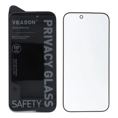 Privacy-Schutzfolie Veason für Apple iPhone 14 Pro, gehärtetes Glas, Vollkleber, 6D