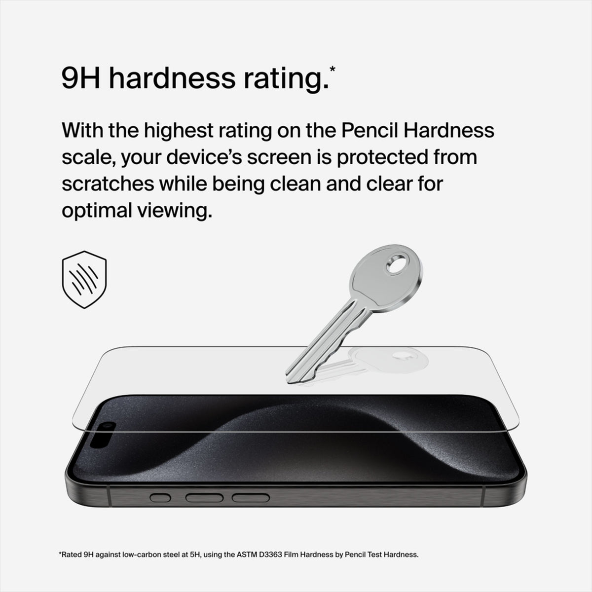 Belkin ScreenForce TemperedGlass Screen Protector for Apple iPhone 15 Pro, Tempered Glass, Full Glue OVA137zz