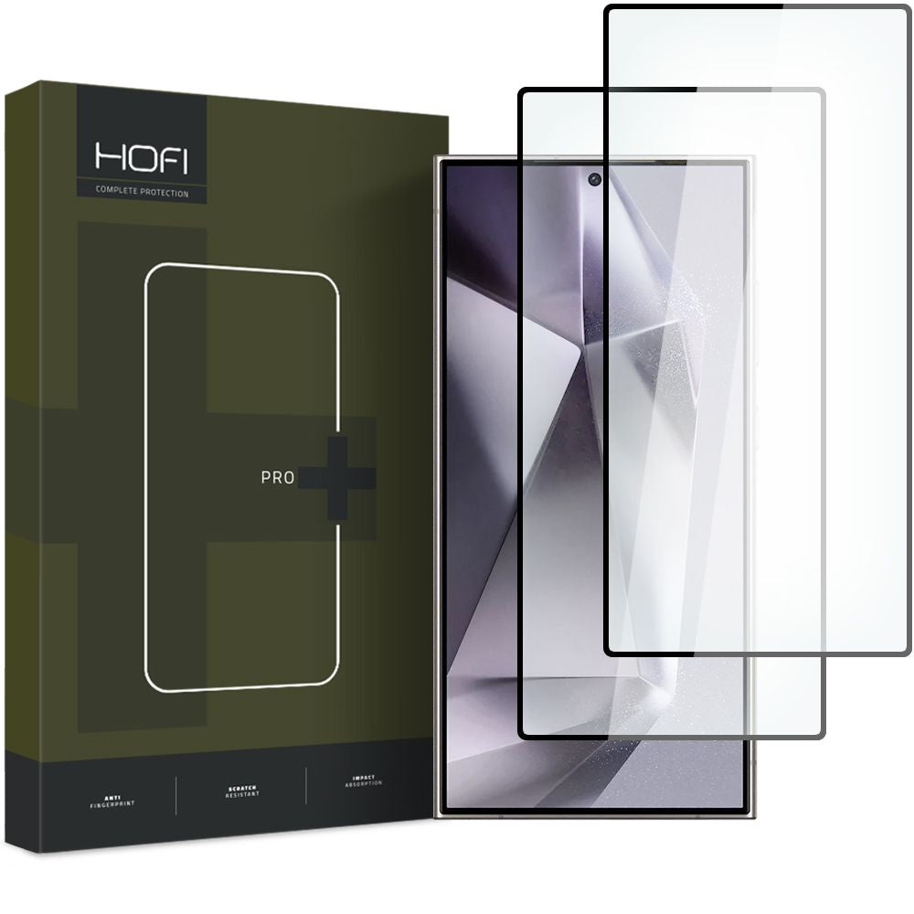 HOFI Glass PRO+ Displayschutzfolie für Samsung Galaxy S24 Ultra S928, sicheres Glas, Vollkleber, 2er-Set, 2,5D, Schwarz