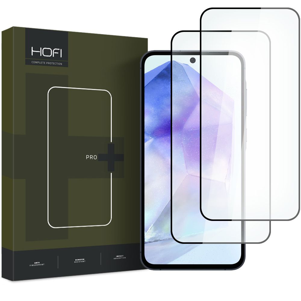 HOFI Glass PRO+ Displayschutzfolie für Samsung Galaxy A55 5G A556 / A35 5G A356, sicheres Glas, Vollkleber, 2er-Set, 2,5D, Schwarz