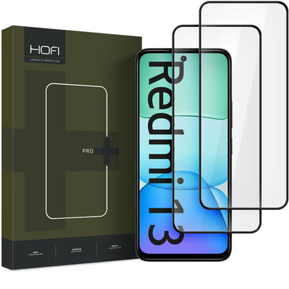 Displayschutzfolie HOFI Glass PRO+ für Xiaomi Redmi 13, Secure Glass, Vollkleber, 2er-Set, 2.5D, Schwarz