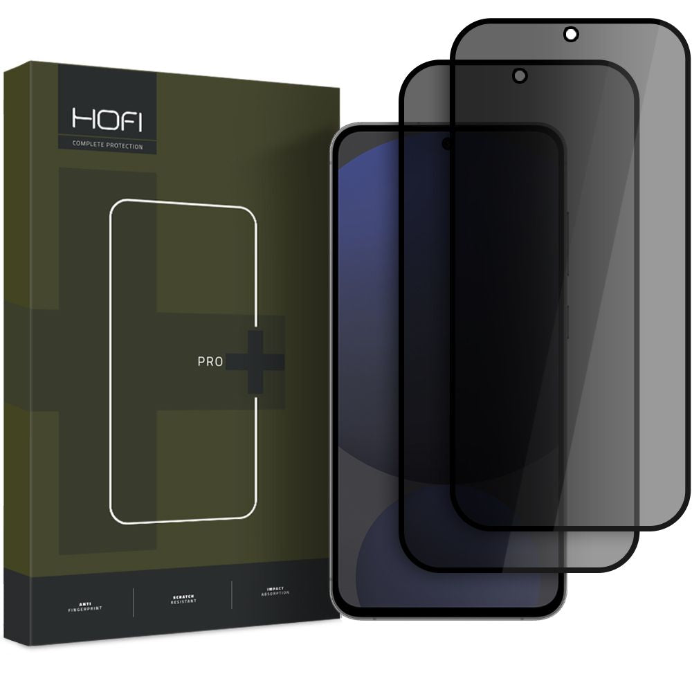 HOFI Glass PRO+ Privacy Displayschutzfolie für Samsung Galaxy S24 FE S721, sicheres Glas, Vollkleber, Set mit 2 Stück, 2,5D