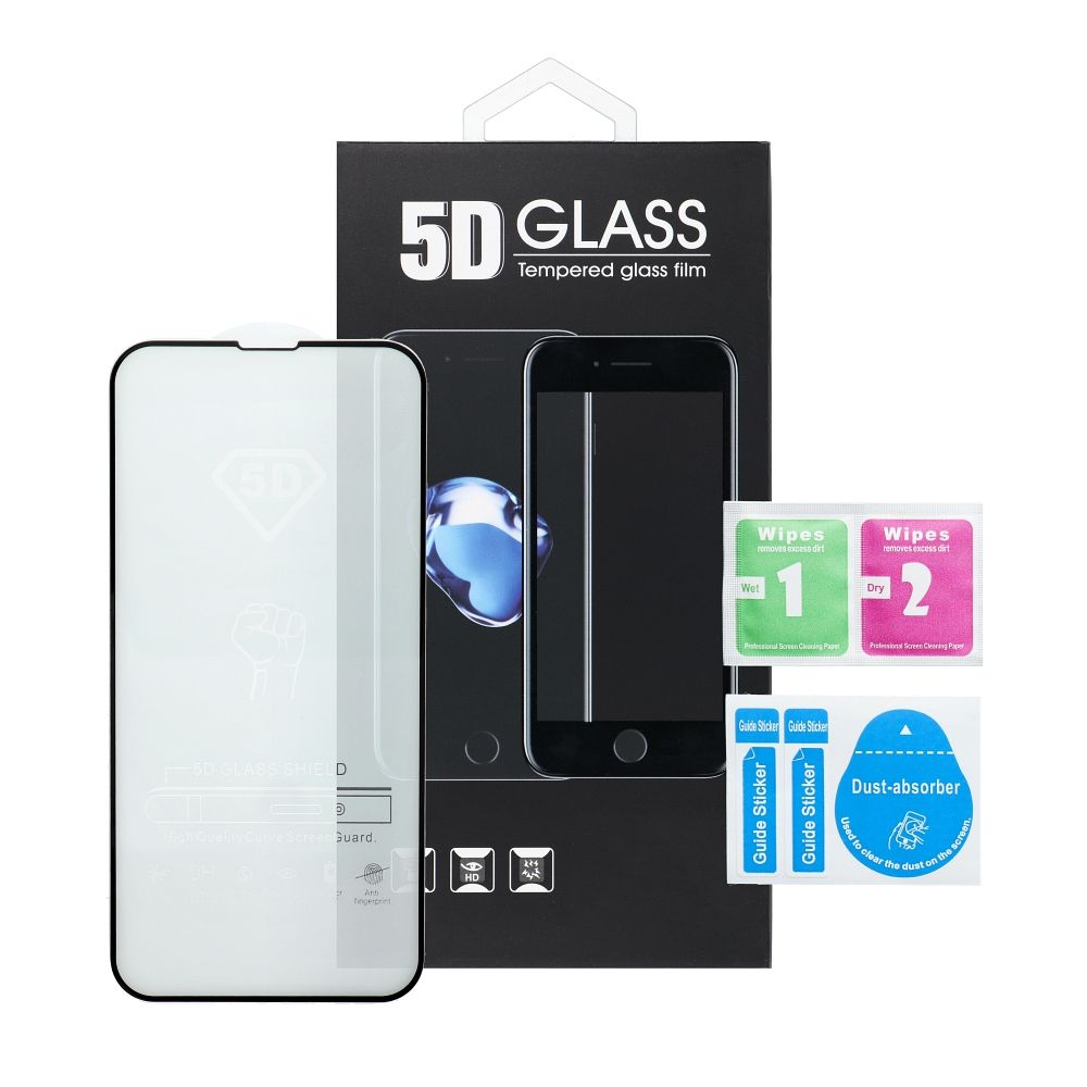 Schutzfolie OEM für Apple iPhone 17 Air, gehärtetes Glas, Full Glue, 5D, Schwarz