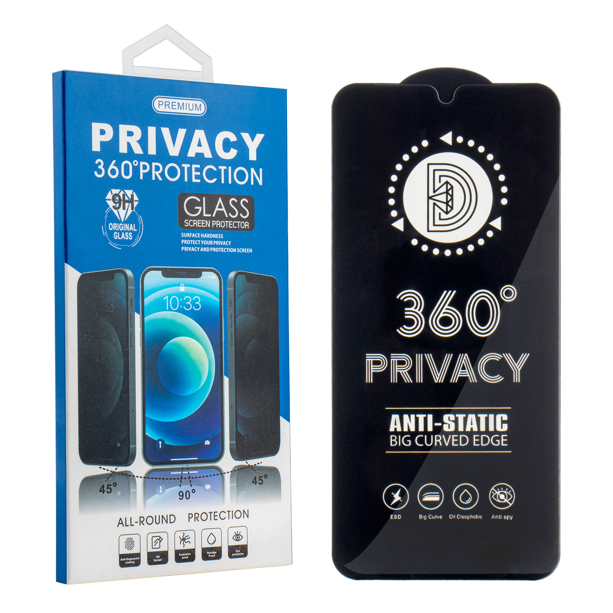 OEM 360 Privacy Displayschutzfolie für Samsung Galaxy A37 5G, gehärtetes Glas, Full Glue