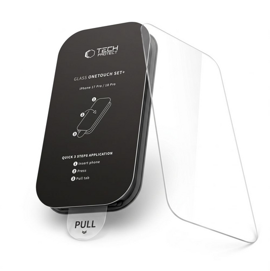 Tech-Protect OneTouch Displayschutzfolie für Apple iPhone 18 Pro / 17 Pro, gehärtetes Glas, Full Glue, 2er Set