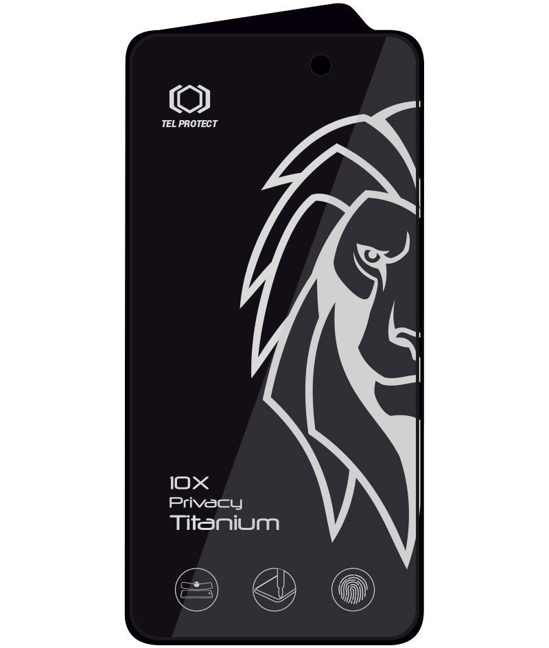 Tel Protect 10X Plus Titanium Privacy-Displayschutzfolie für Apple iPhone 17 Pro, gehärtetes Glas, vollflächig klebend