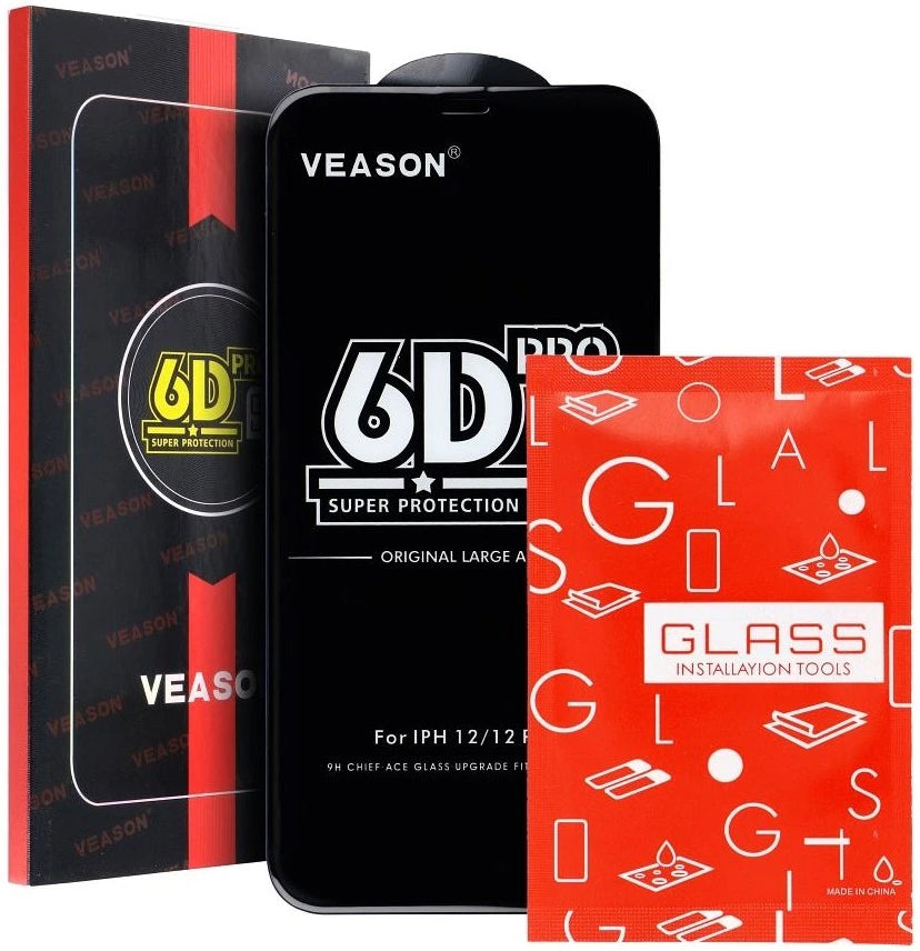 Veason PRO Displayschutzfolie für Motorola Moto E32s / E22s / E32 / G22, gehärtetes Glas, Full Glue, 6D, Schwarz