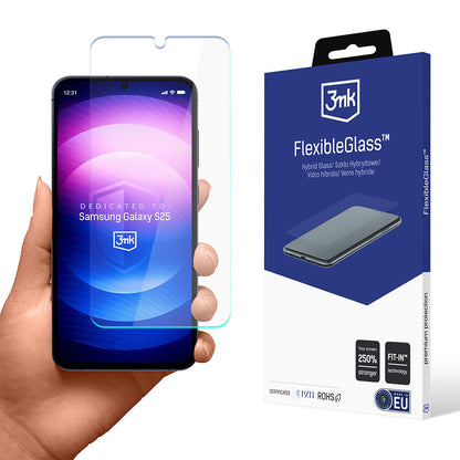 3MK FlexibleGlass Displayschutzfolie für Samsung Galaxy S25 S931, Flexibles Glas, Vollflächig Klebend