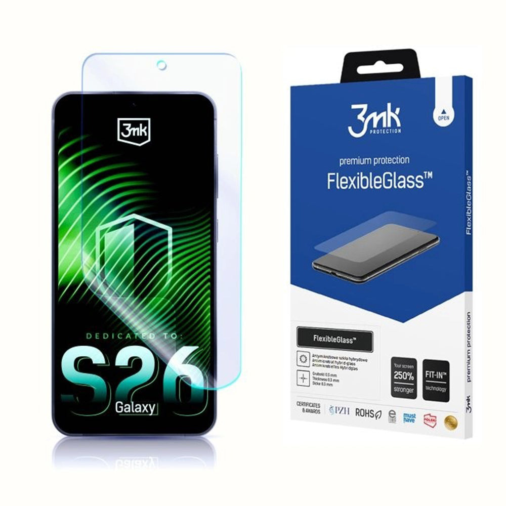 Schutzfolie 3MK FlexibleGlass für Samsung Galaxy S26 S942, Flexibles Glas, Vollverklebung, Transparent