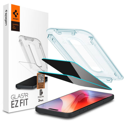 Spigen Sichtschutzfolie EZ FIT für Apple iPhone 16 Pro Max, sicheres Glas, Vollkleber, 2,5D AGL07908